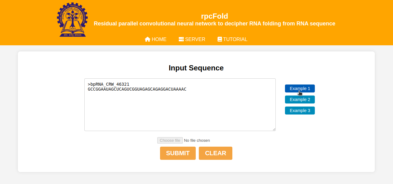 Input file processing example interface