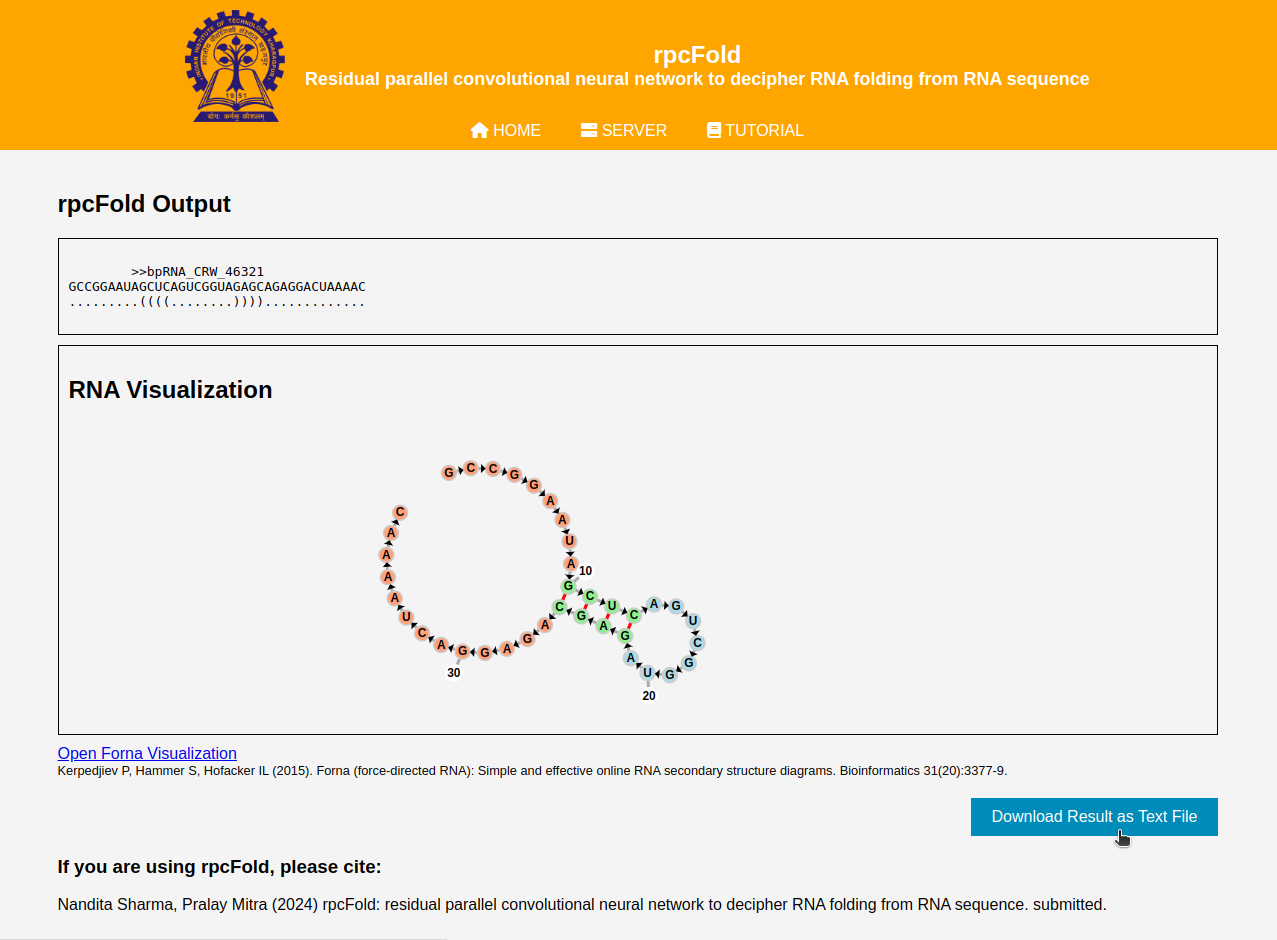 Output description example interface